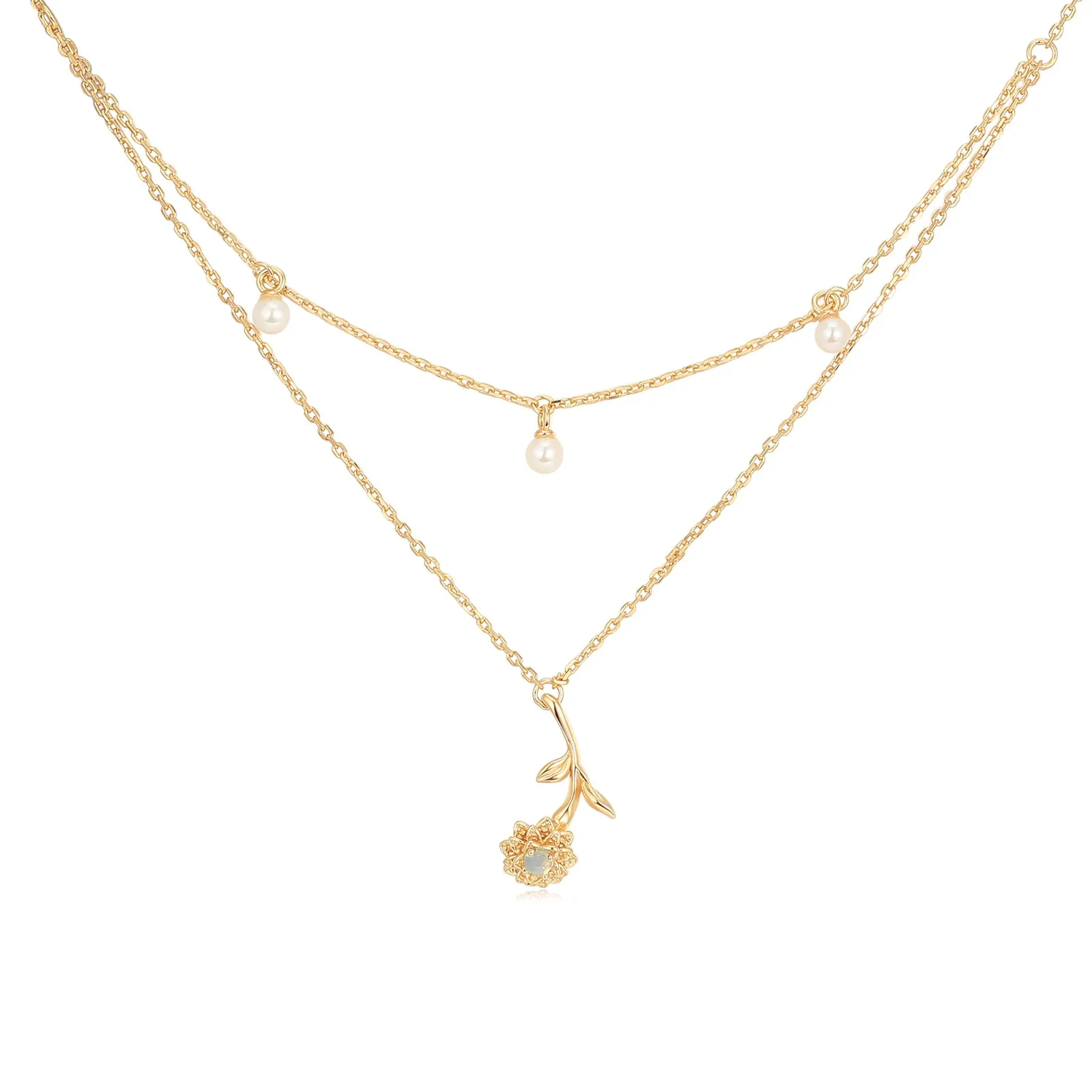 Opal & Freshwater Pearl Gold Layered Necklace - Marigold