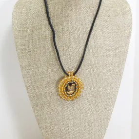 Paladia Beaded German Intaglio Cameo Pendant Necklace