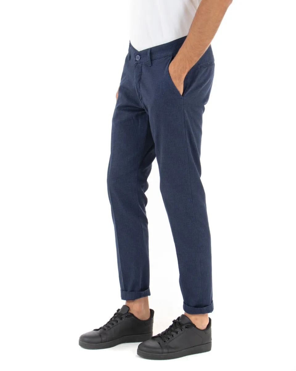 Pantaloni Uomo Basic Classico Tasca America Microfantasia Blu GIOSAL-P3579A