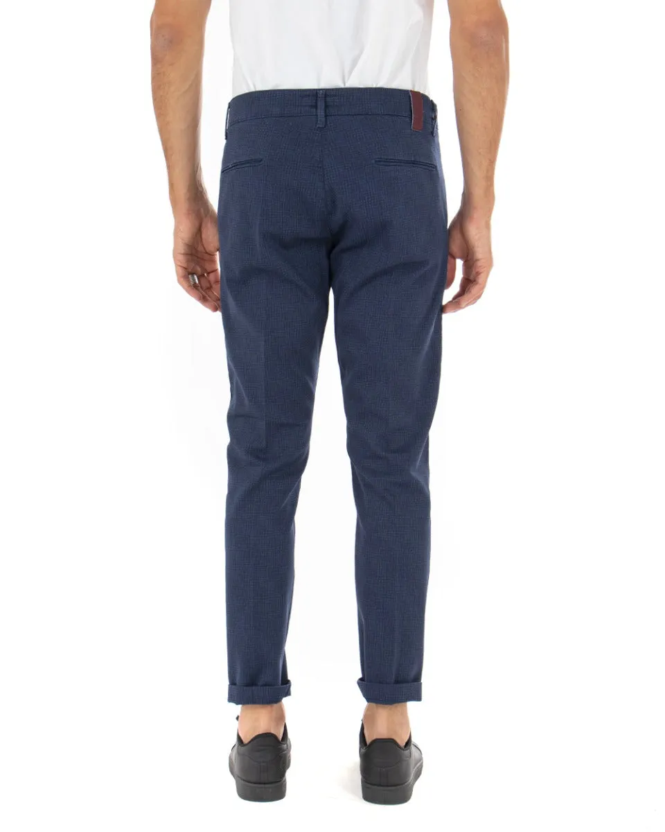 Pantaloni Uomo Basic Classico Tasca America Microfantasia Blu GIOSAL-P3579A