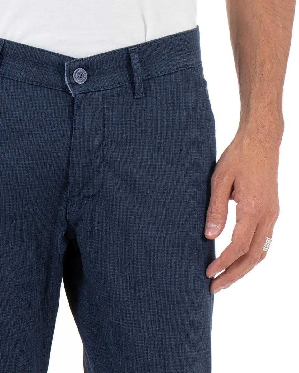 Pantaloni Uomo Basic Classico Tasca America Microfantasia Blu GIOSAL-P3579A