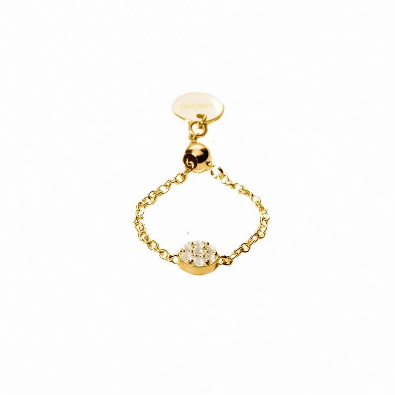 Pavé Chain Ring in Gold