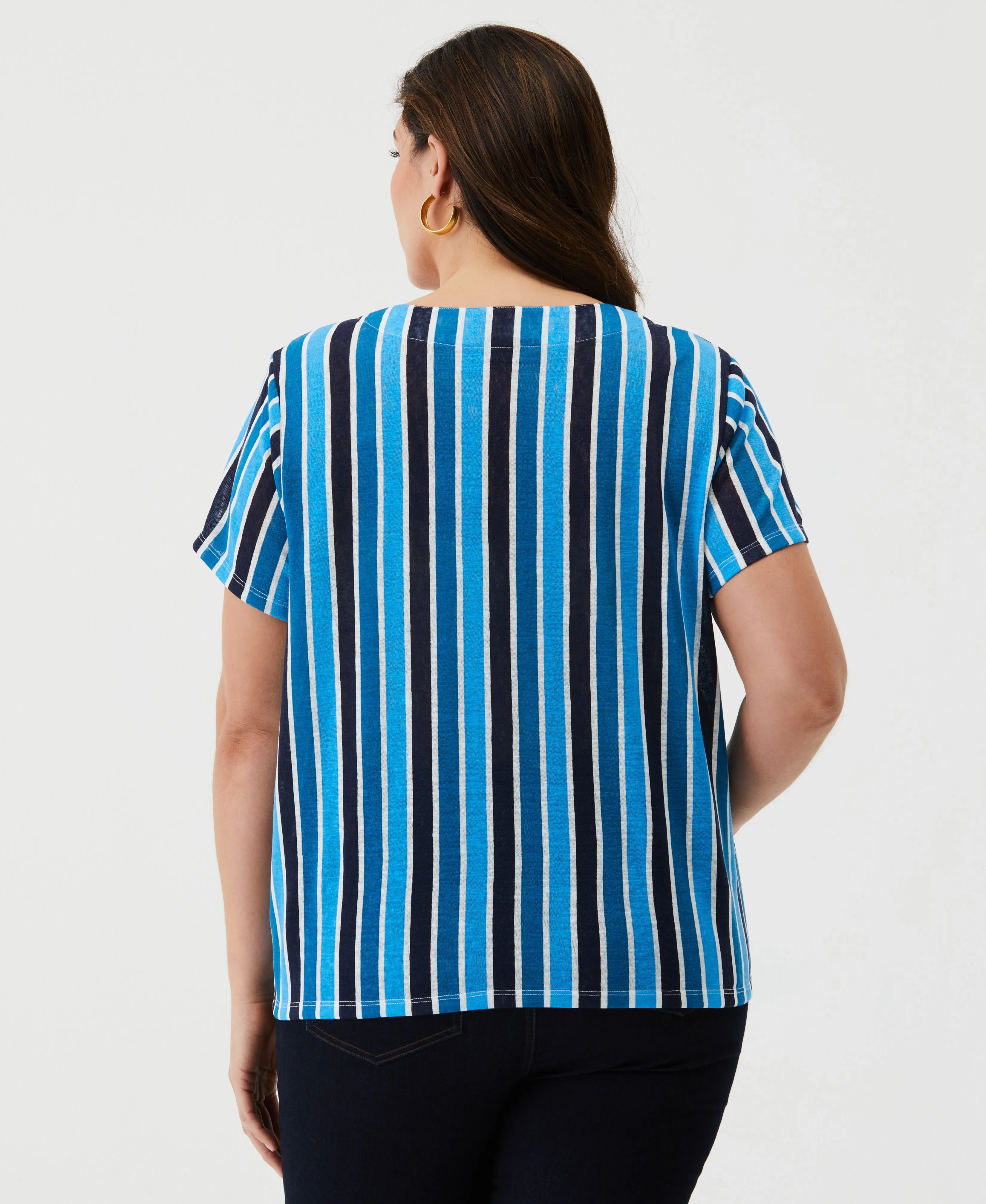 Plus Size Eco Stripe Lace-Up Tee