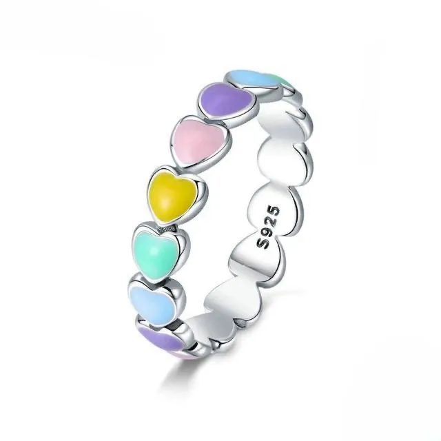 RAINBOW ENAMEL HEART RING