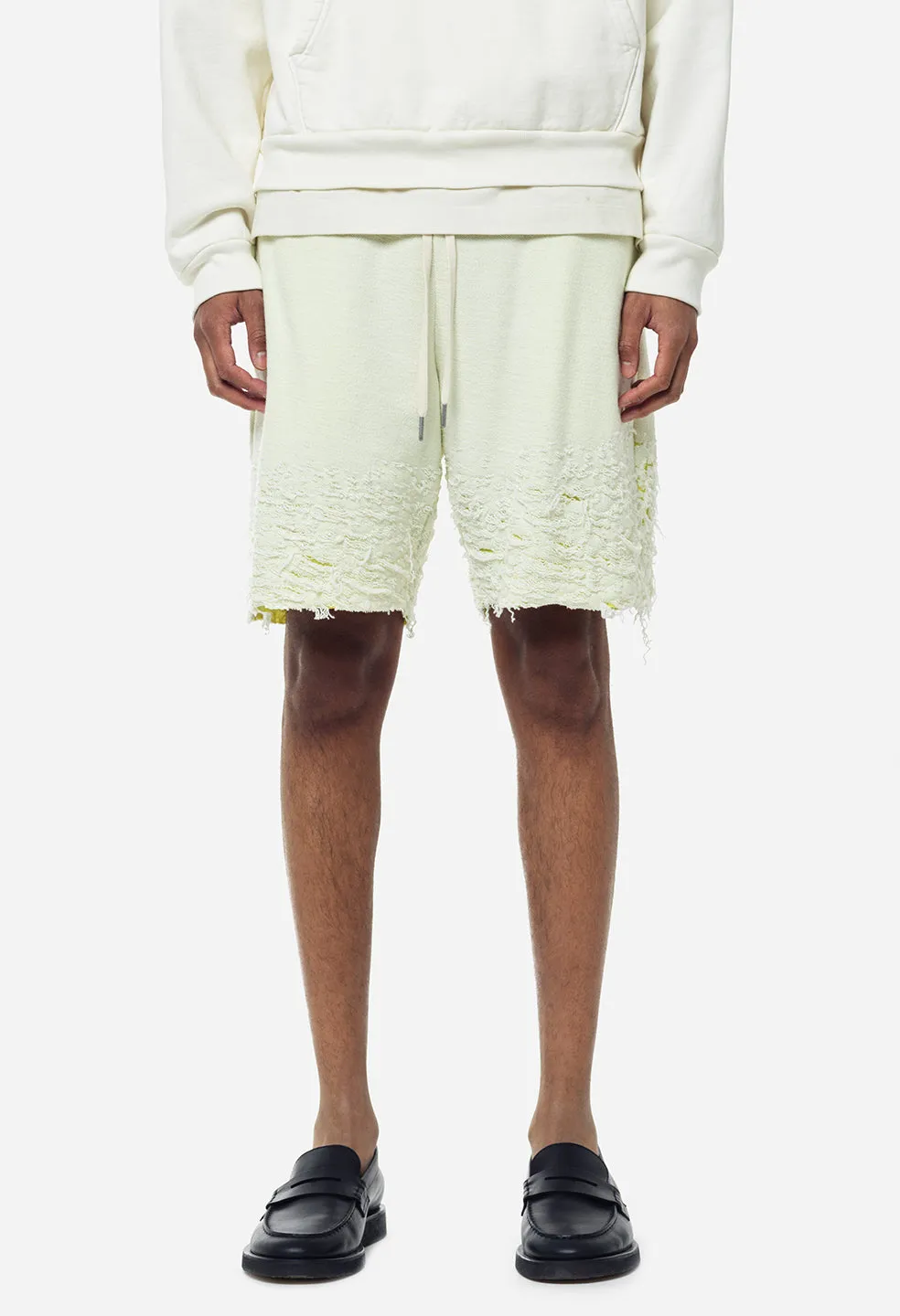 Reverse Burn-Out Shorts / Ivory X Yellow