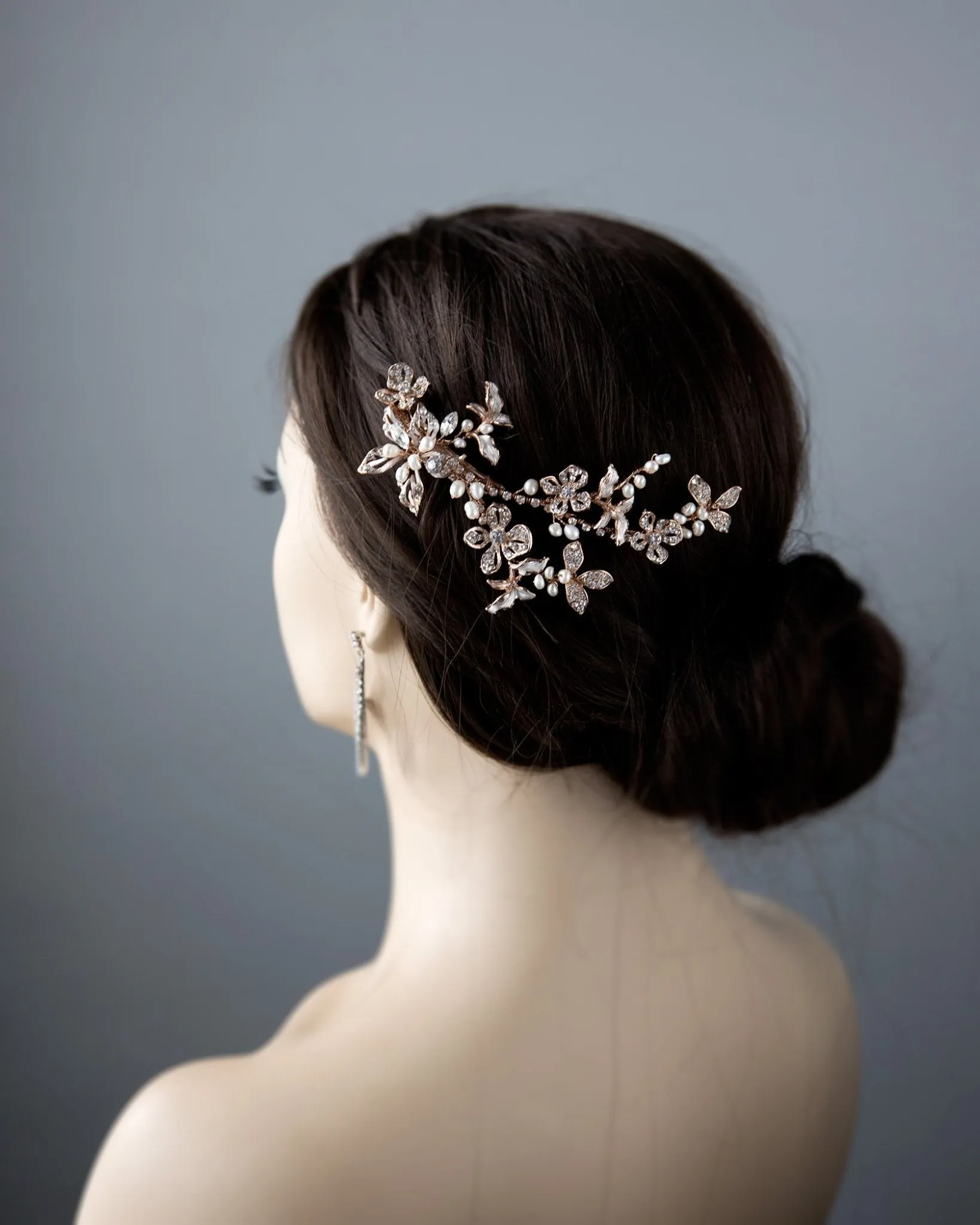 Rose Gold Bridal Clip with Freshwater Pearls