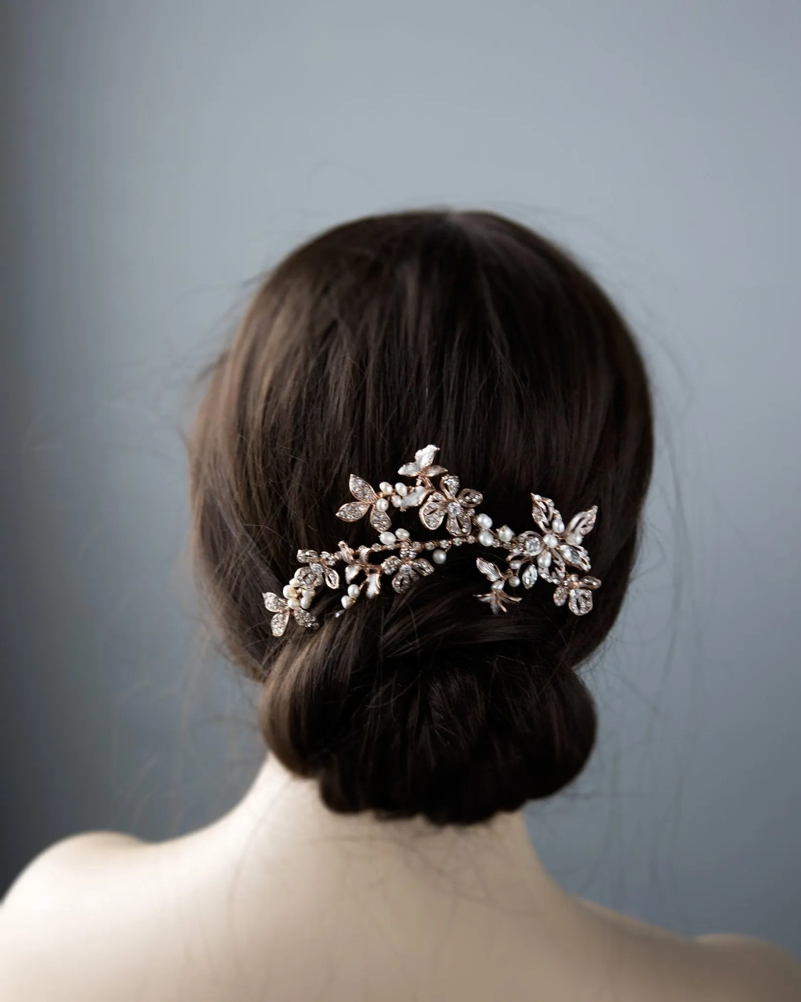 Rose Gold Bridal Clip with Freshwater Pearls