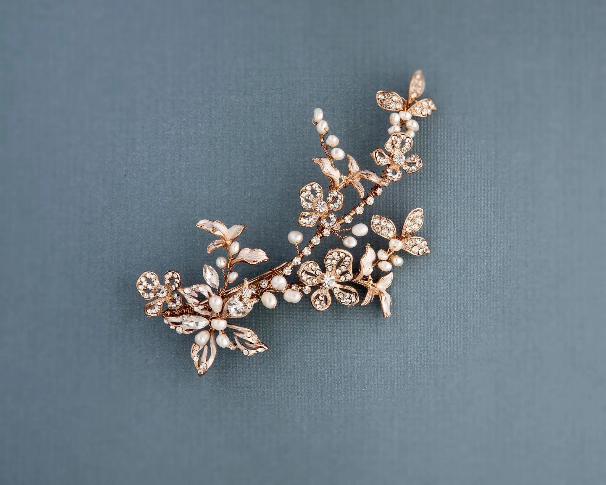 Rose Gold Bridal Clip with Freshwater Pearls