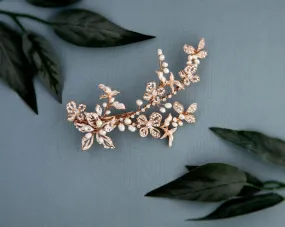 Rose Gold Bridal Clip with Freshwater Pearls