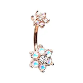 Rose Gold Illuminating Spring Flower Sparkle Prong Set WildKlass Belly Button Ring