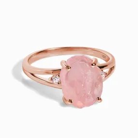 Rose Quartz Diamond Ring - Raw Beauty