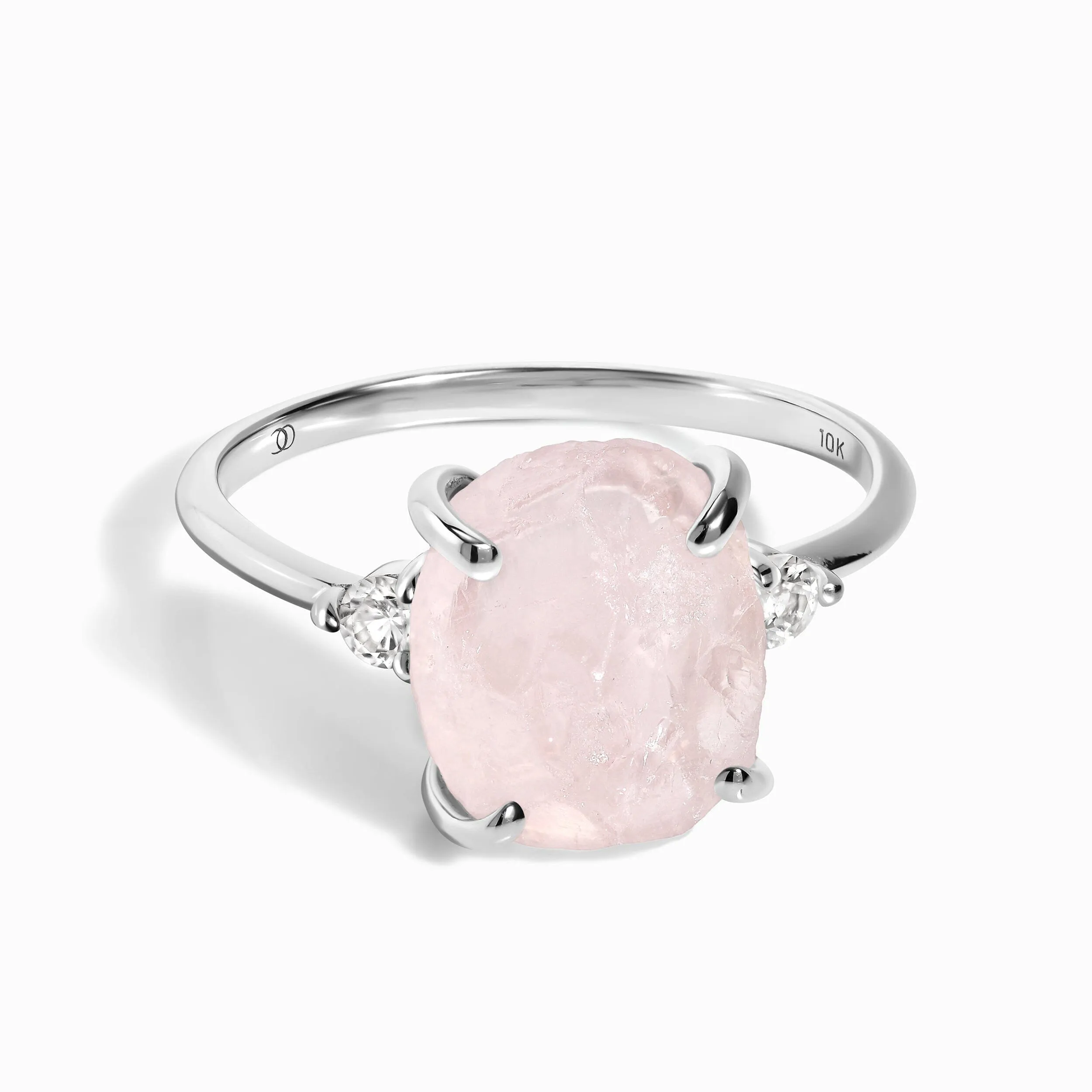 Rose Quartz Lab Diamond Ring - Raw Allure