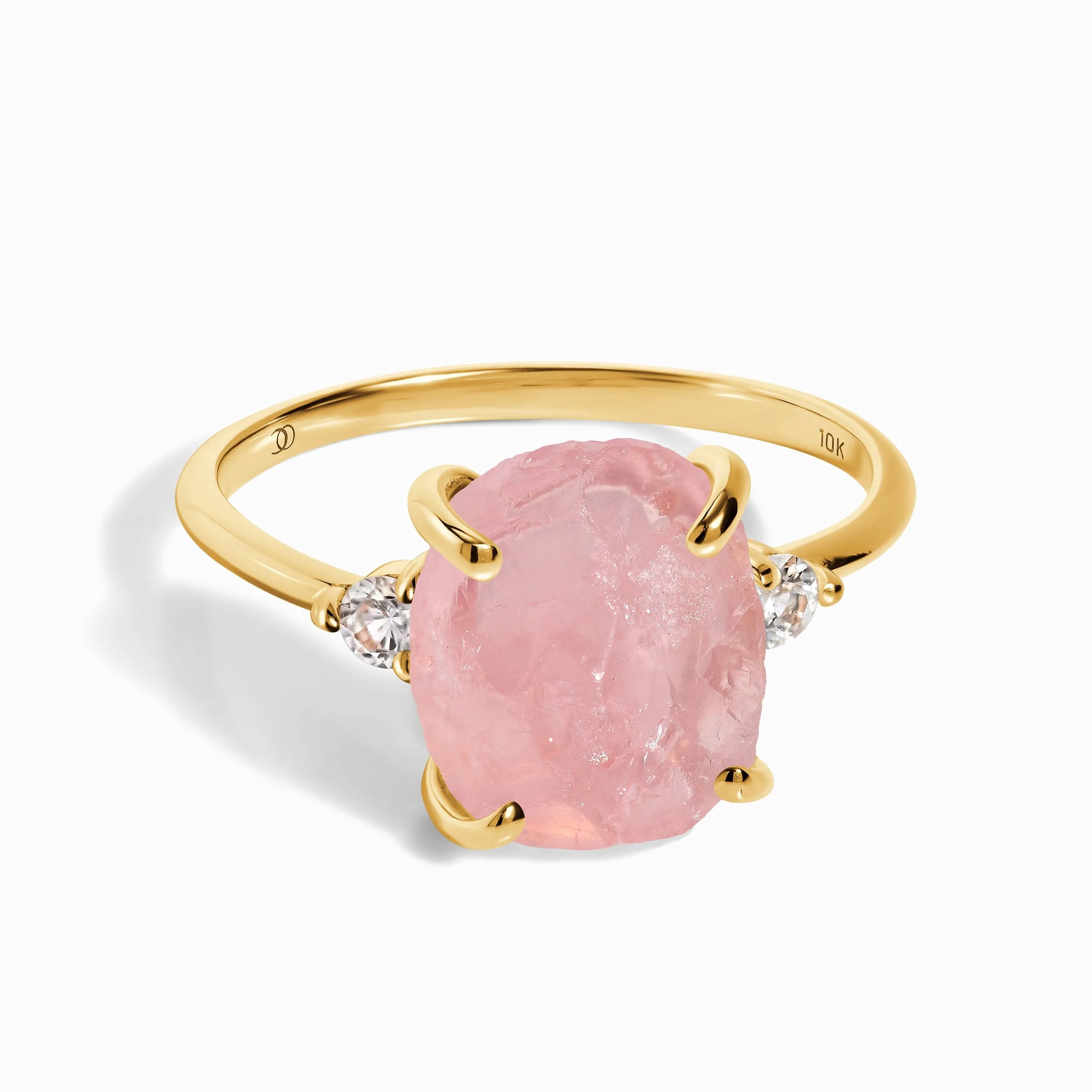 Rose Quartz Lab Diamond Ring - Raw Allure