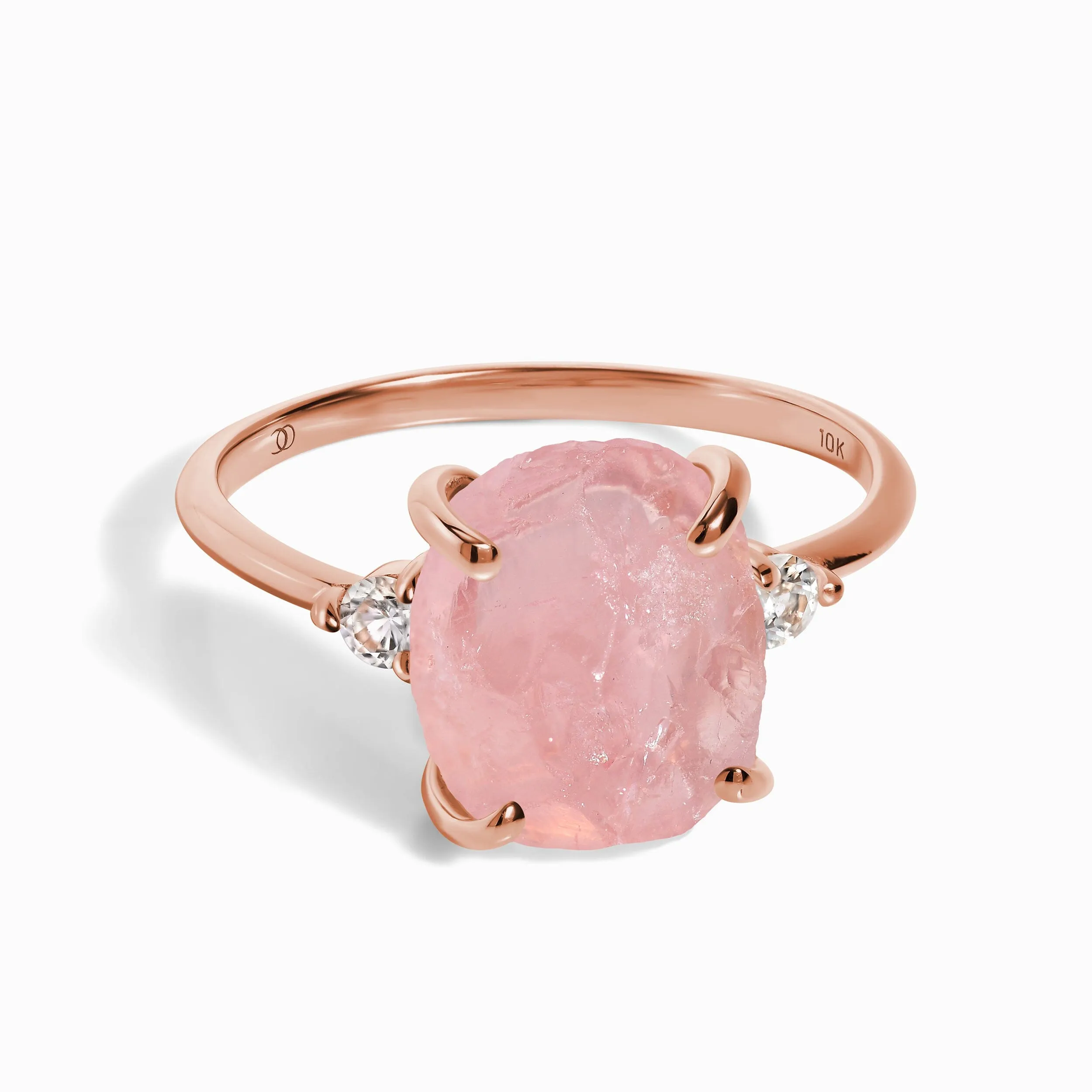 Rose Quartz Lab Diamond Ring - Raw Allure