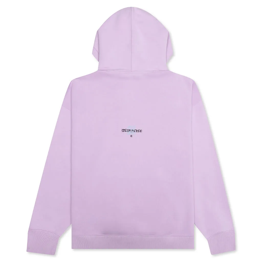 Slim Fit Embroidery & Print Hoodie - Lilac