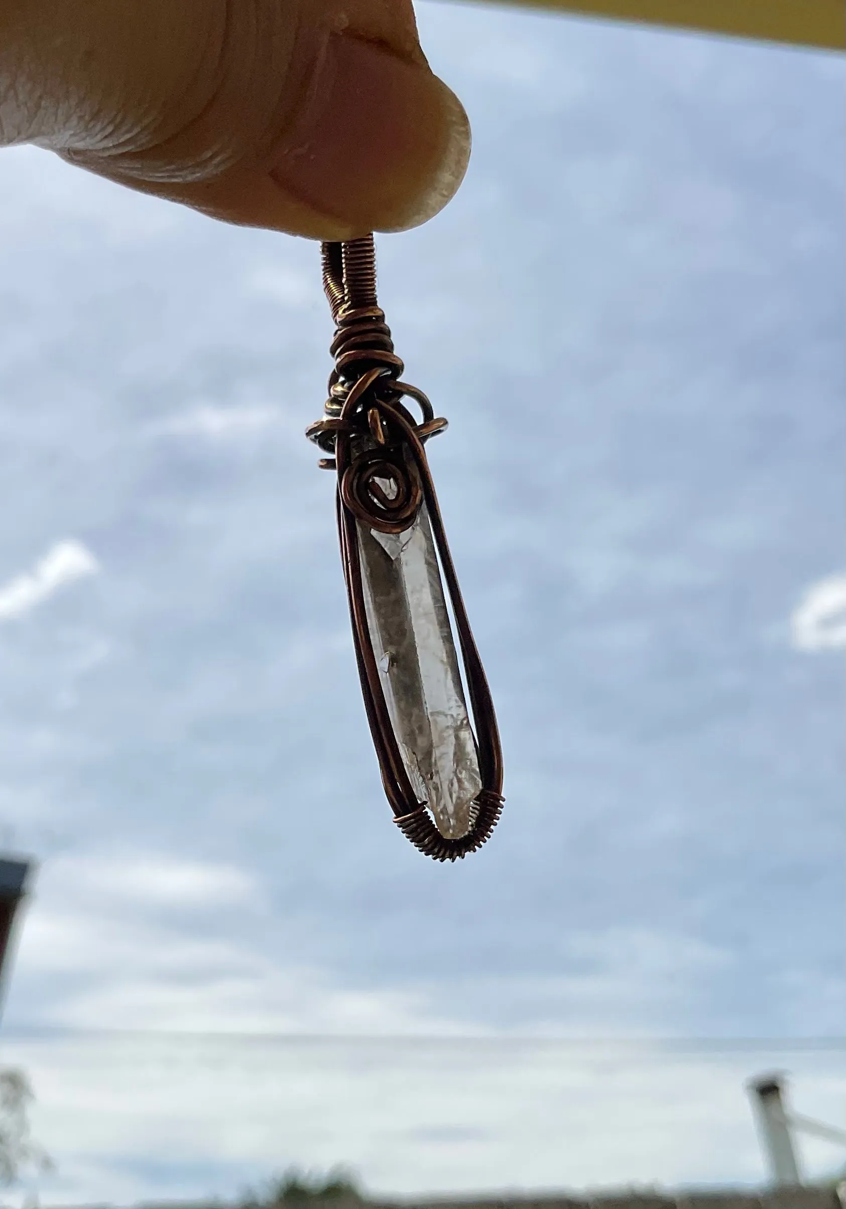 Smokey Lemurian Quartz Crystal Pendant