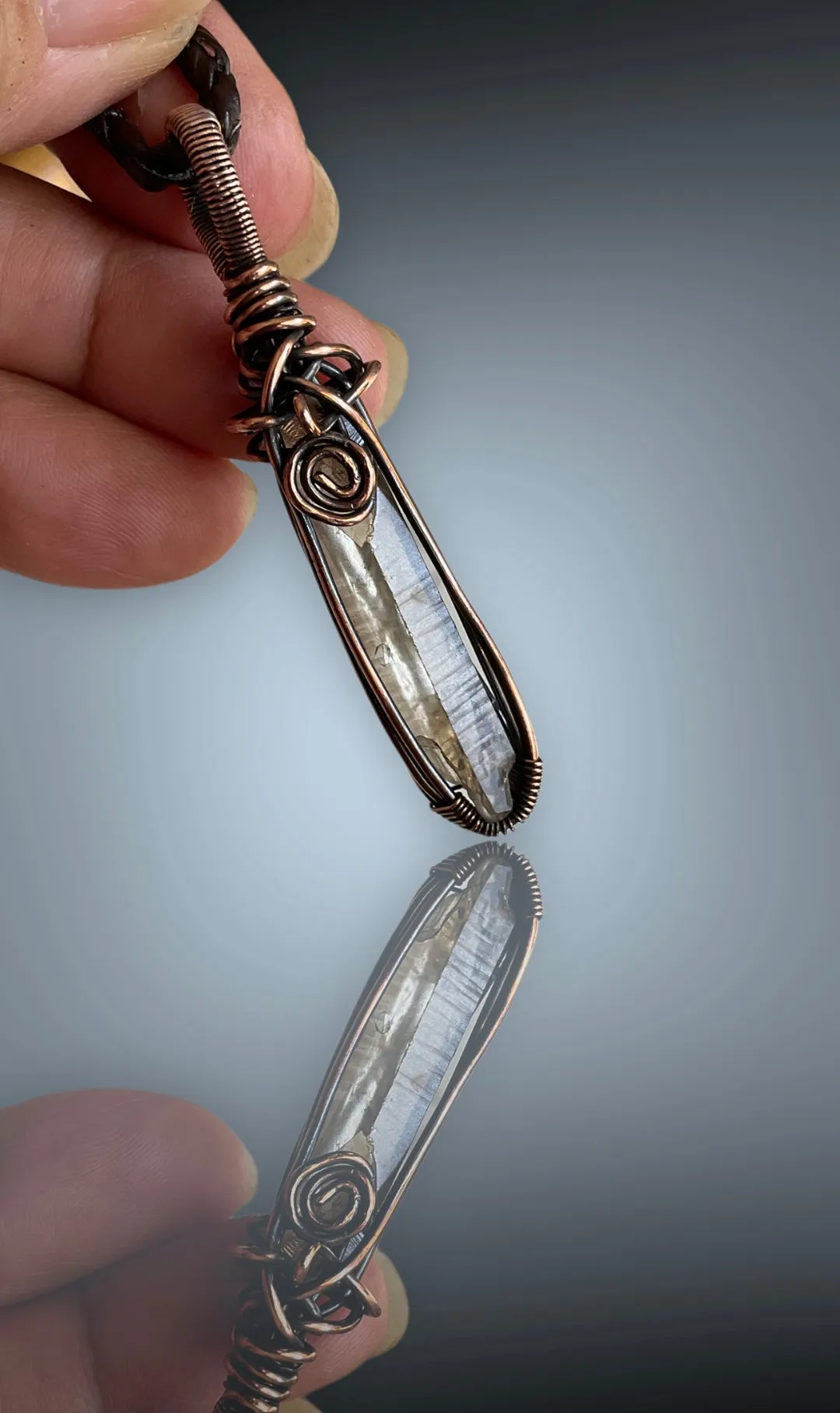 Smokey Lemurian Quartz Crystal Pendant