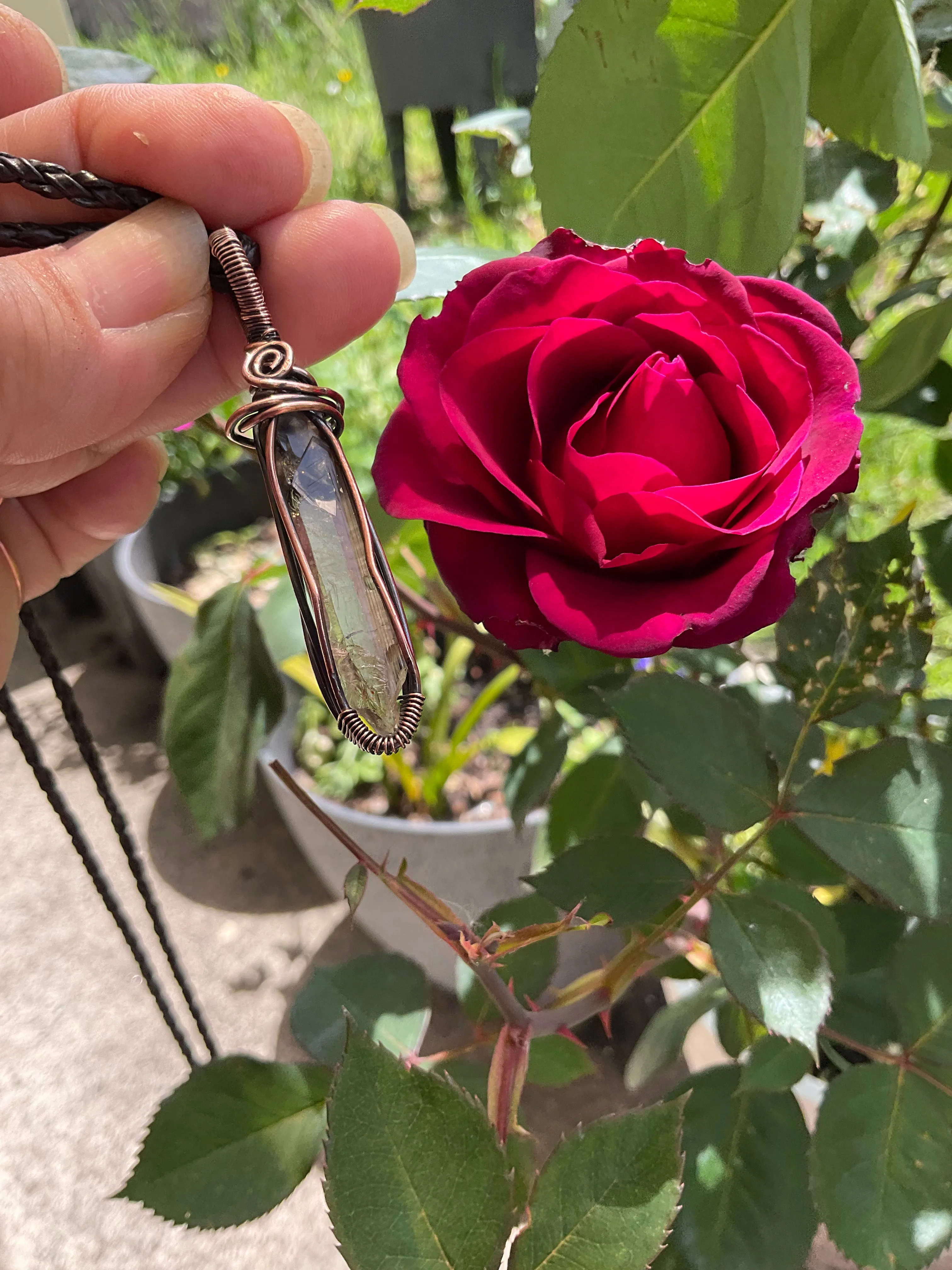 Smokey Lemurian Quartz Crystal Pendant