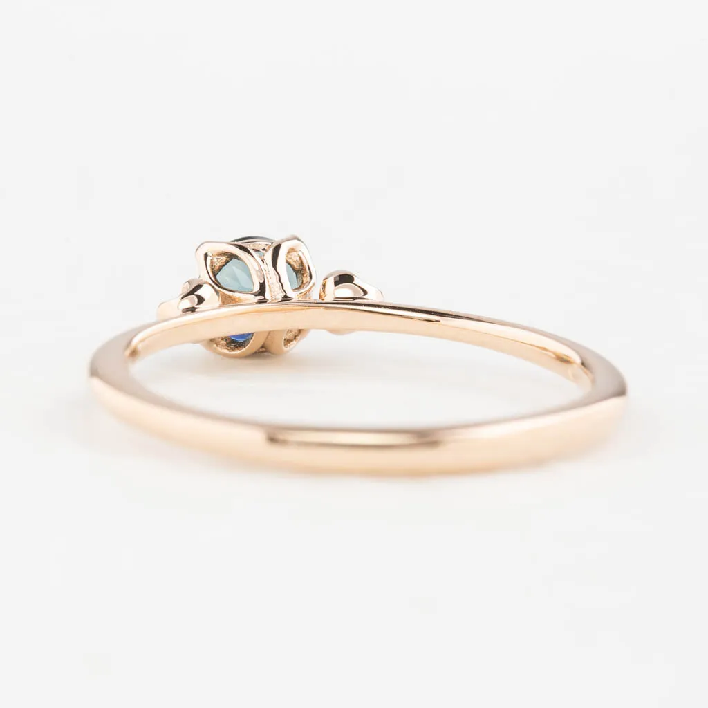 Sofia Ring 4.6mm 0.5ct Blue Green Green Sapphire, 14K Rose Gold