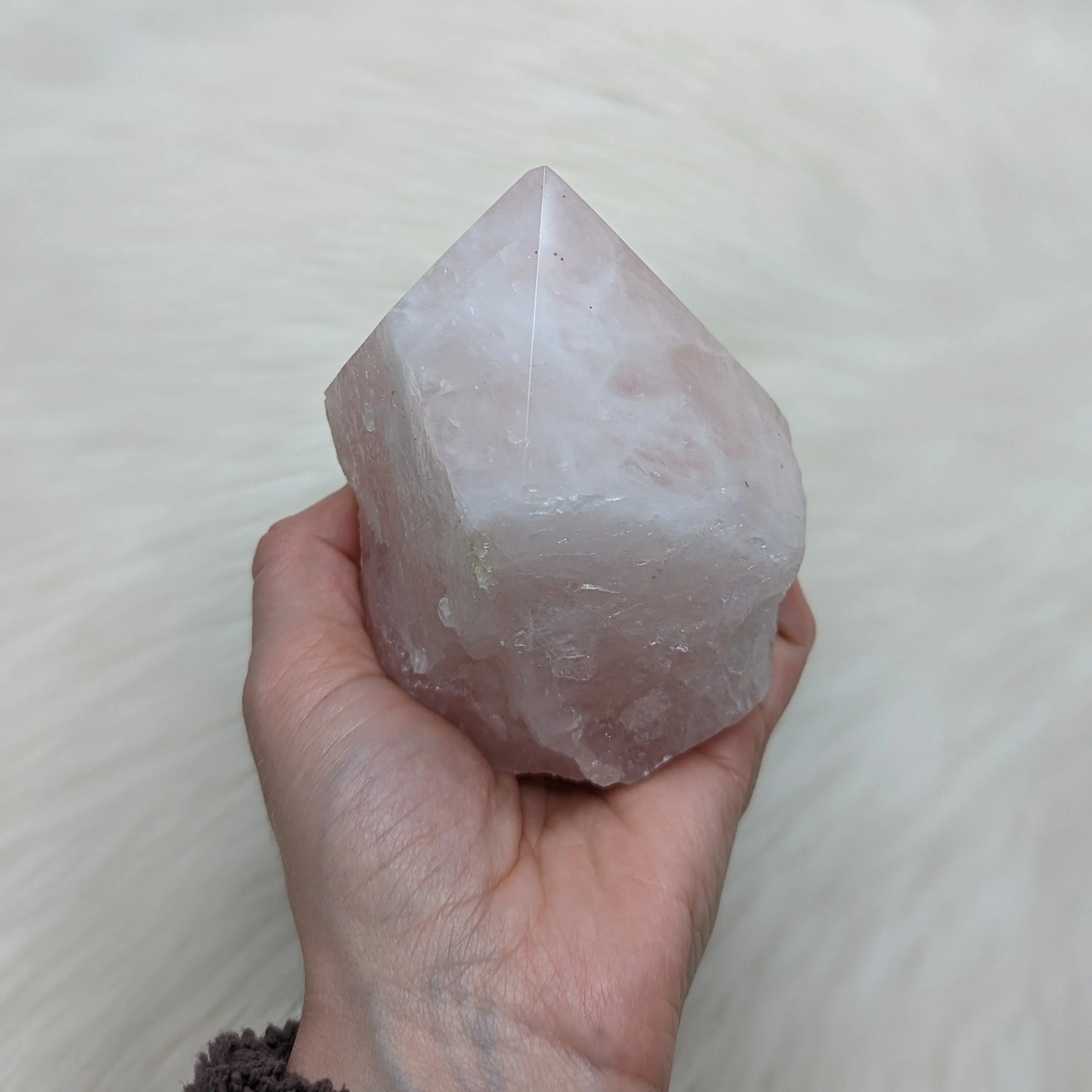 Soft and Loving Rose Quartz Polished Generator Point from Brazil