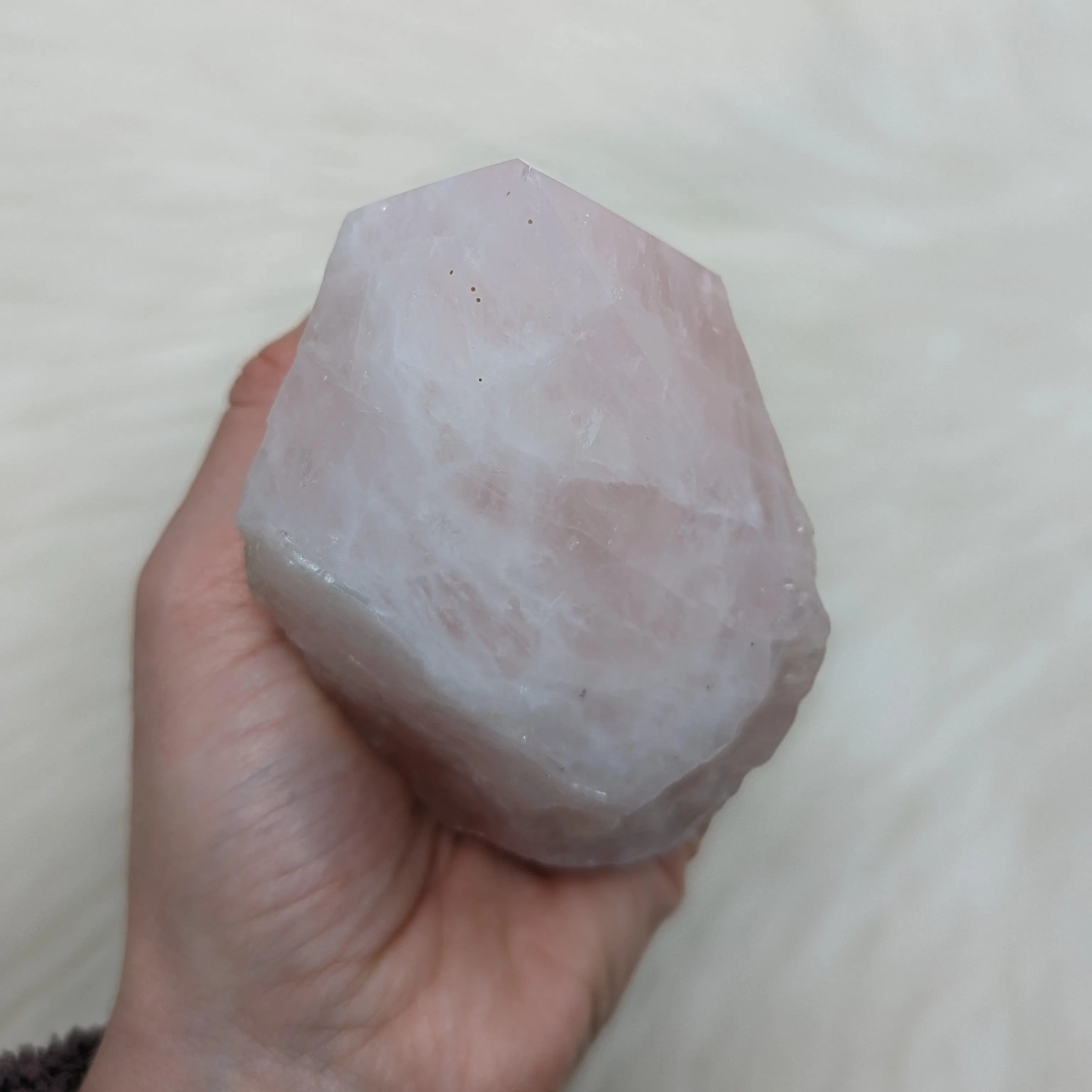 Soft and Loving Rose Quartz Polished Generator Point from Brazil