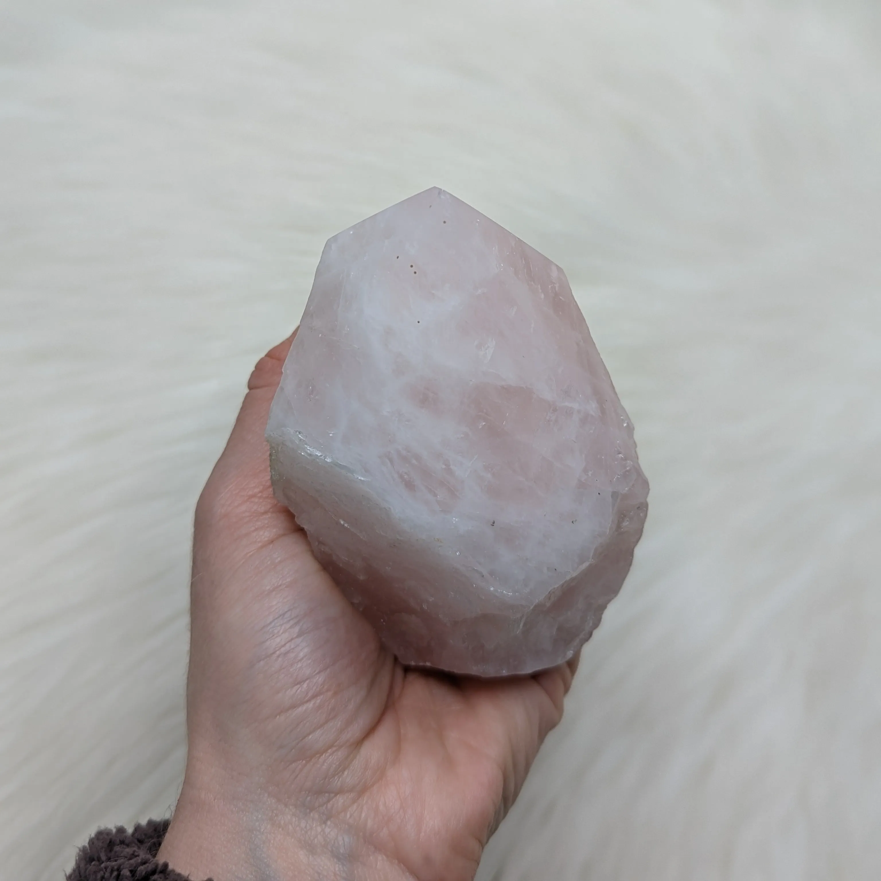 Soft and Loving Rose Quartz Polished Generator Point from Brazil