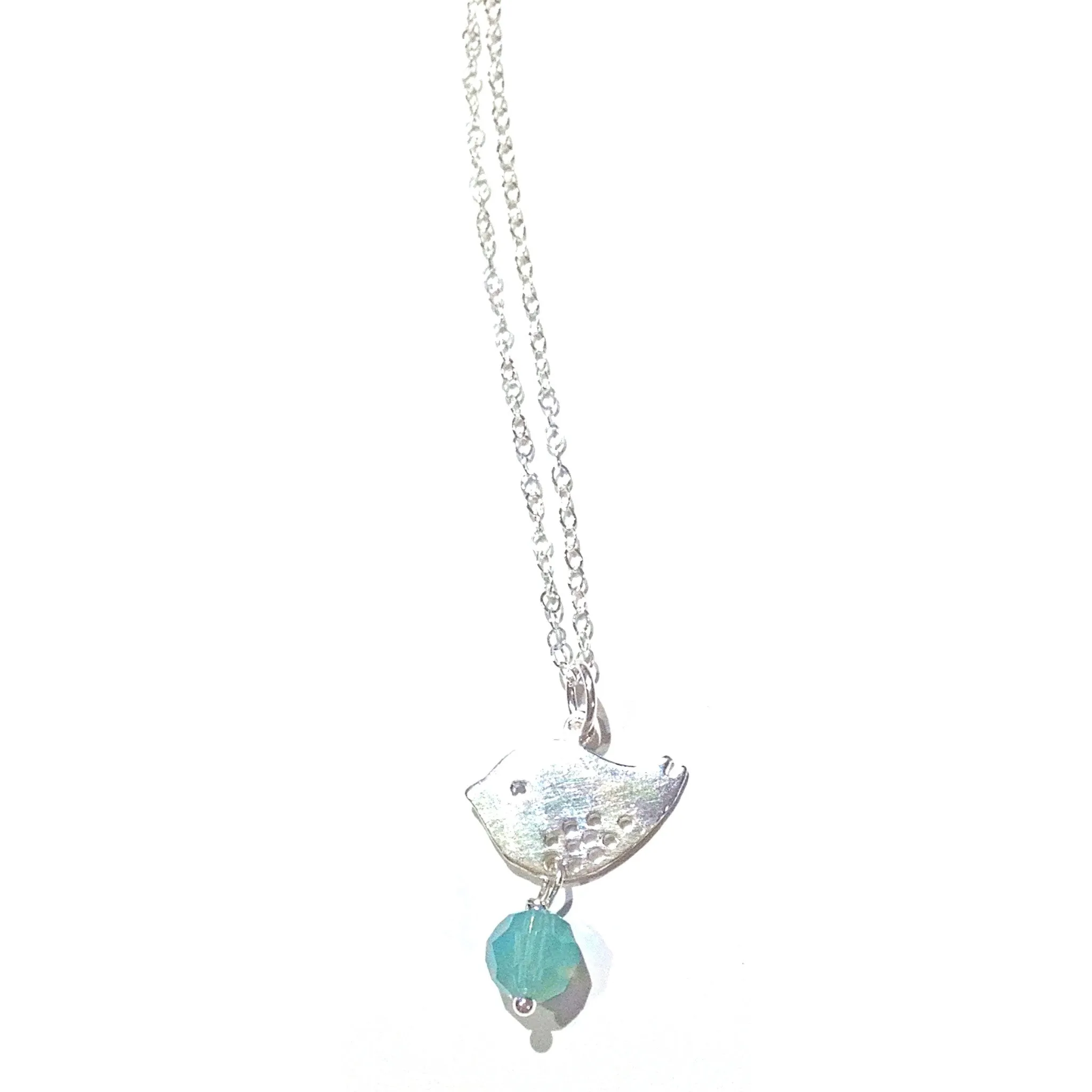 Spotted Bird & Crystal Necklace