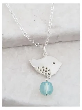 Spotted Bird & Crystal Necklace