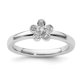 Stackable Expressions Flower Diamond Ring in Sterling Silver