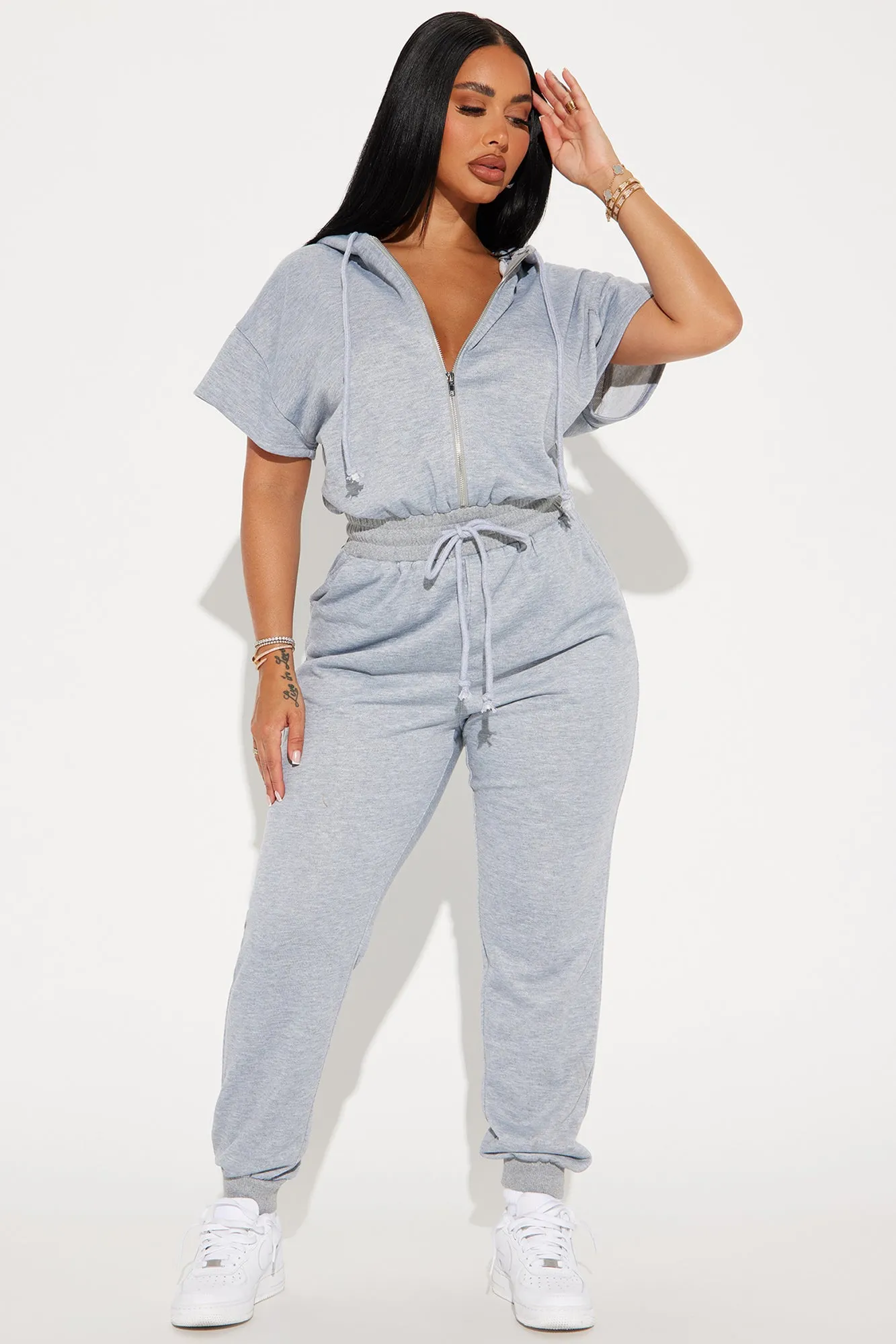 Stella Short Sleeve Jumpsuit - Heather Grey