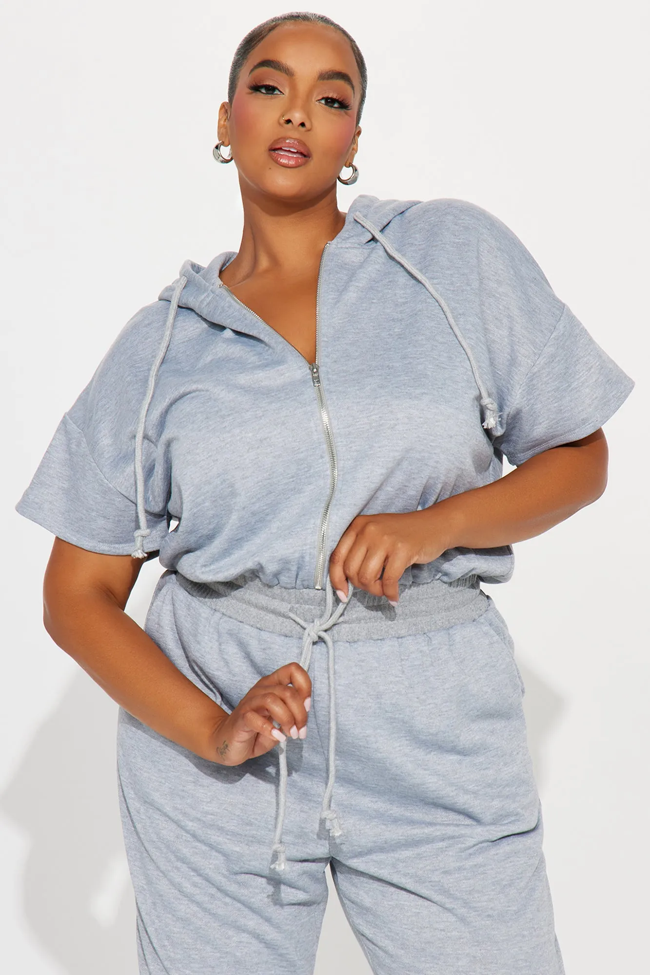 Stella Short Sleeve Jumpsuit - Heather Grey