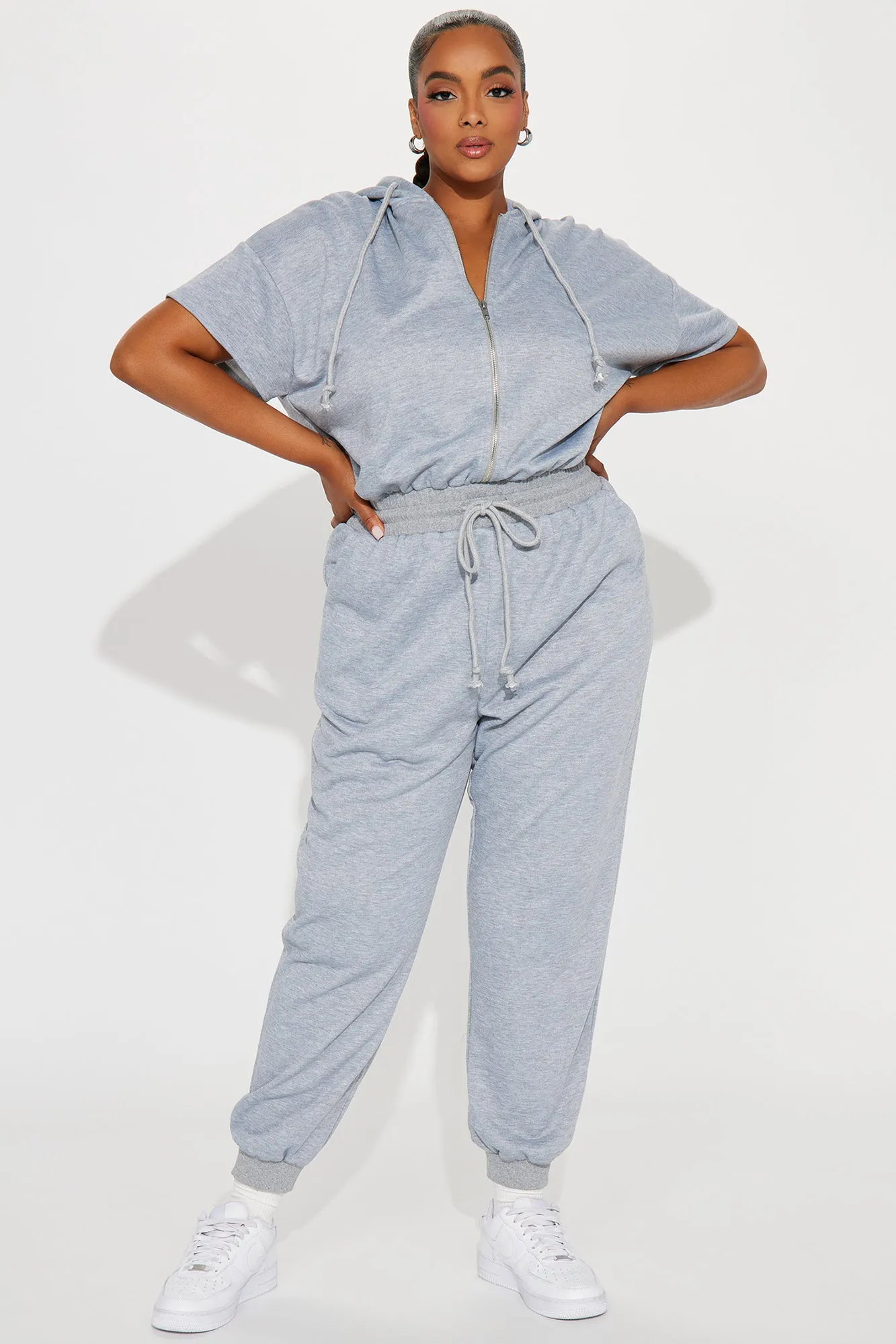 Stella Short Sleeve Jumpsuit - Heather Grey