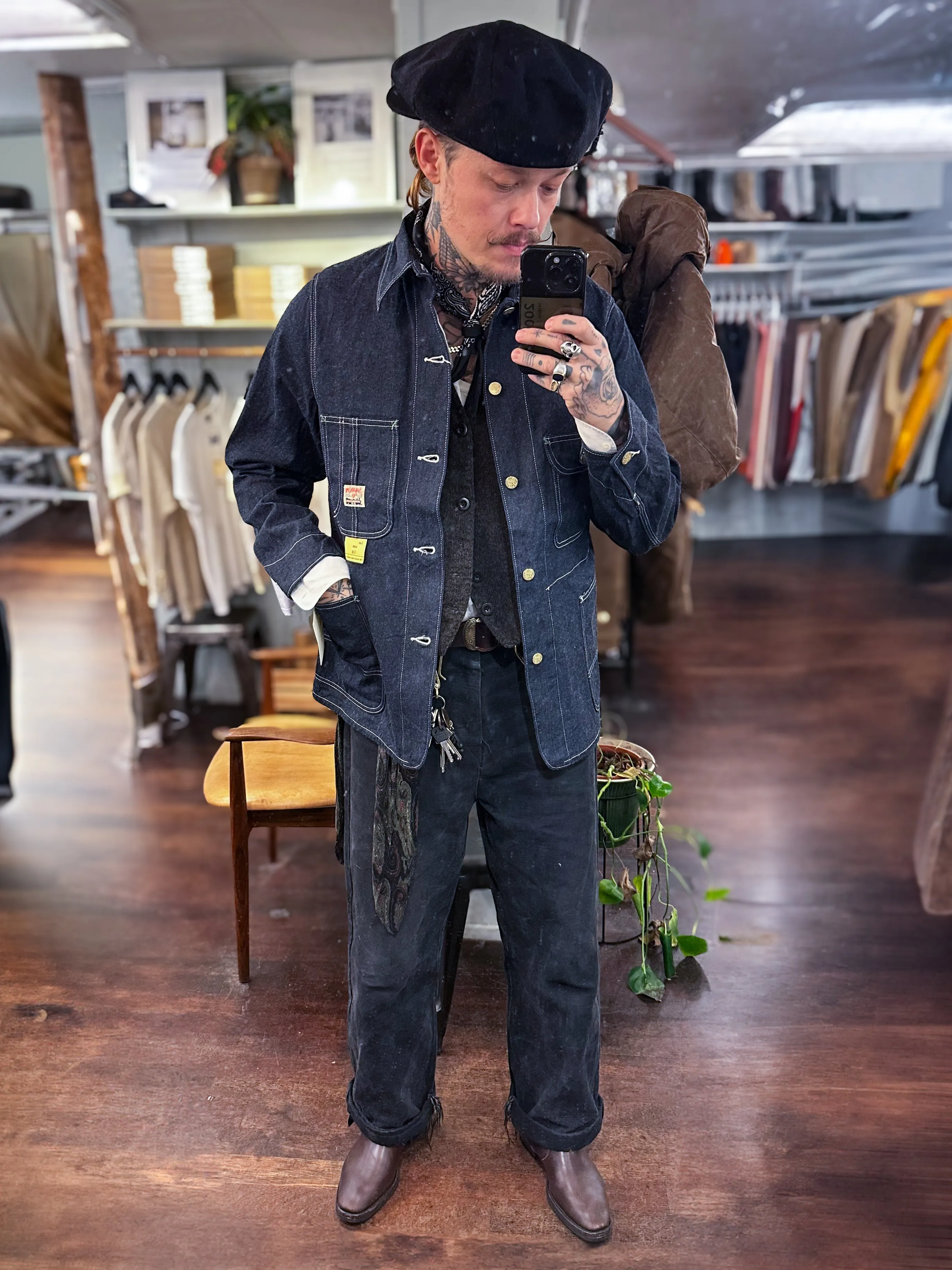 Sugar Cane, 1920's Work Coat, 11oz Blue Denim