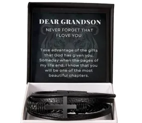 Take Advantage of the Gifts That God Has Given You, To My Grandson Gift, Men's Cross Bracelet