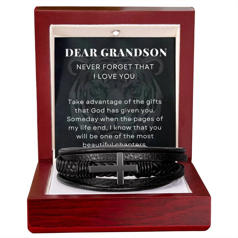 Take Advantage of the Gifts That God Has Given You, To My Grandson Gift, Men's Cross Bracelet