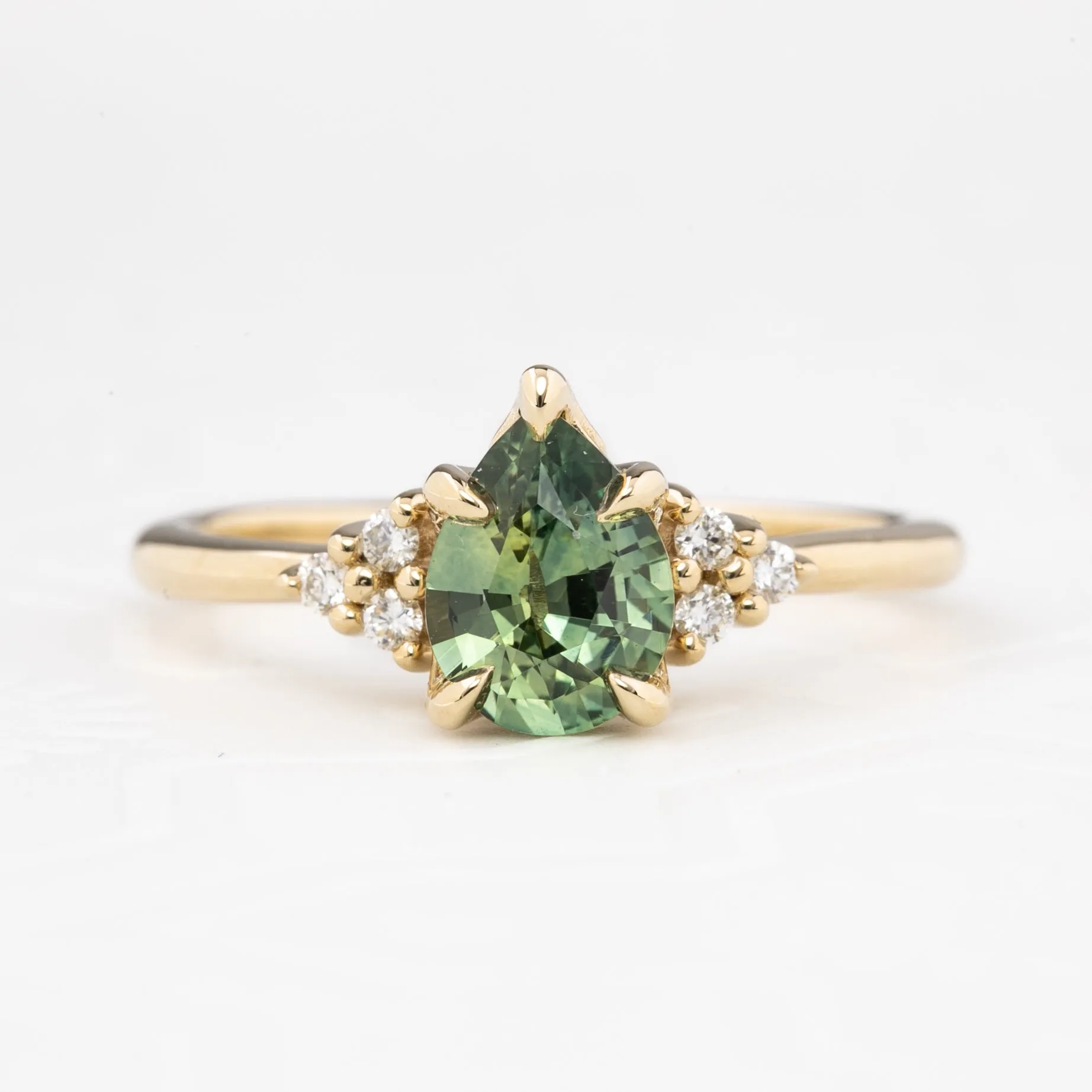 Teresa Ring 1.09ct Light Green Montana Sapphire, 14k Yellow Gold (One of a kind)