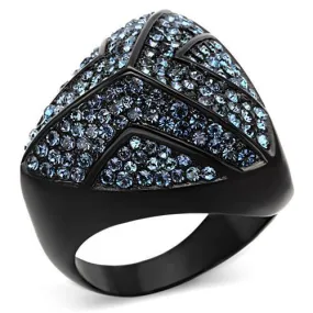 TK1005 IP Black(Ion Plating) Stainless Steel Ring with Top Grade Crystal in Montana