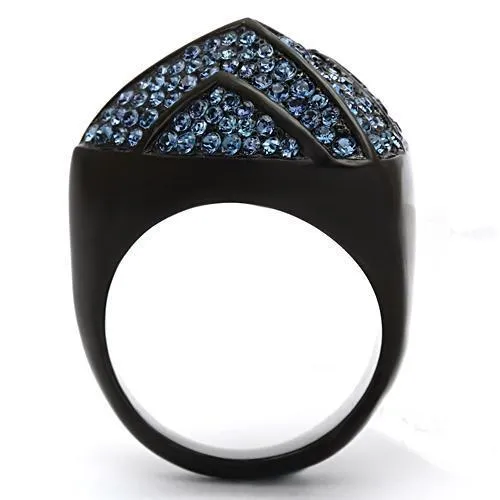 TK1005 IP Black(Ion Plating) Stainless Steel Ring with Top Grade Crystal in Montana