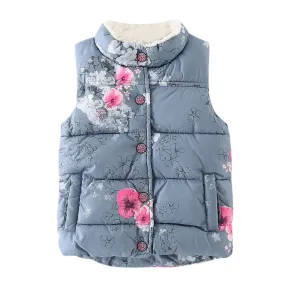 Toddler Girl's Flower Button Front Vest