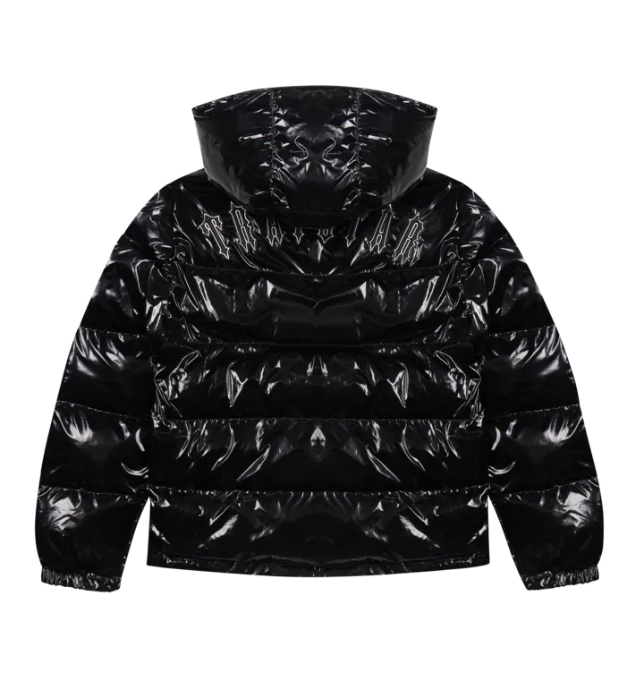 TRAPSTAR IRONGATE DETACHABLE HOODED PUFFER JACKET - SHINY BLACK