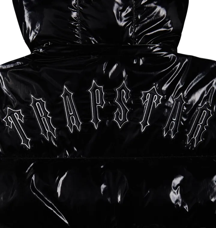 TRAPSTAR IRONGATE DETACHABLE HOODED PUFFER JACKET - SHINY BLACK