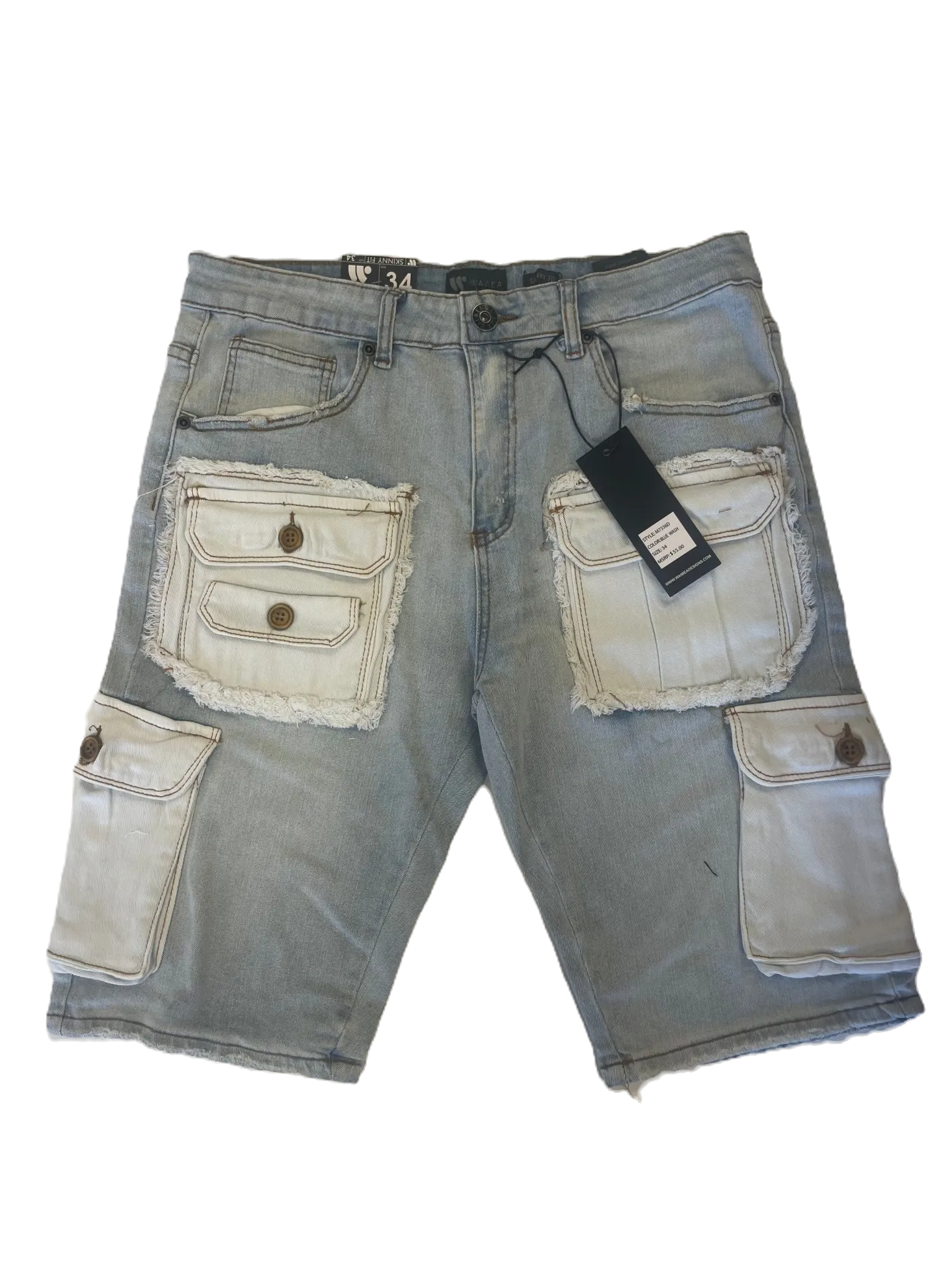 Waimea Light Blue and White Jean Shorts