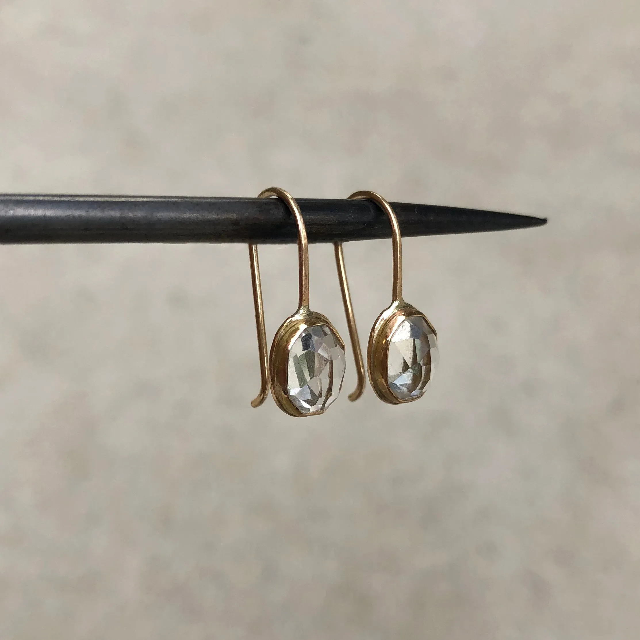 White Topaz Oval Gem Drop Earrings