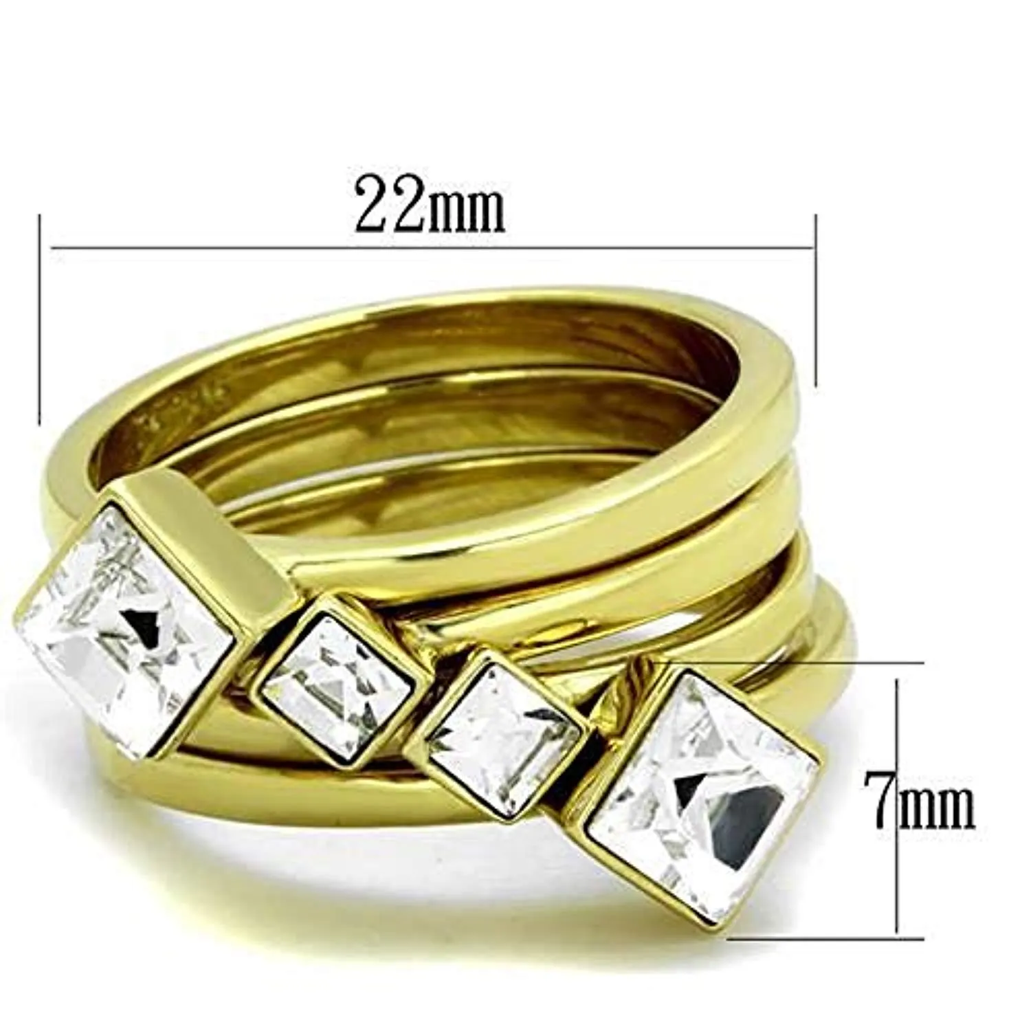 WildKlass Stainless Steel Ring IP Gold Women Top Grade Crystal Clear