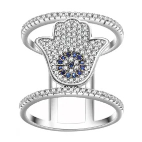 Women's Fashion CZ Hamsa Evil eye Ring