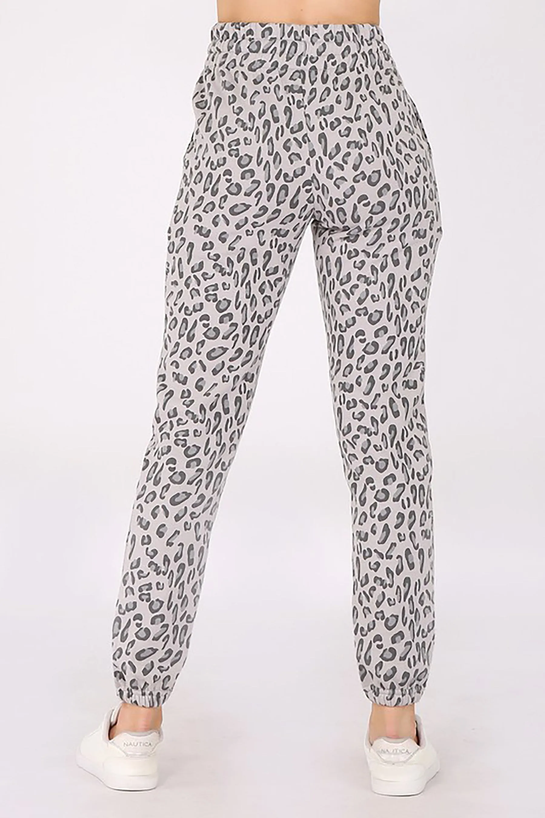 Women's High Waist Animal Print Fleece Sweatpants