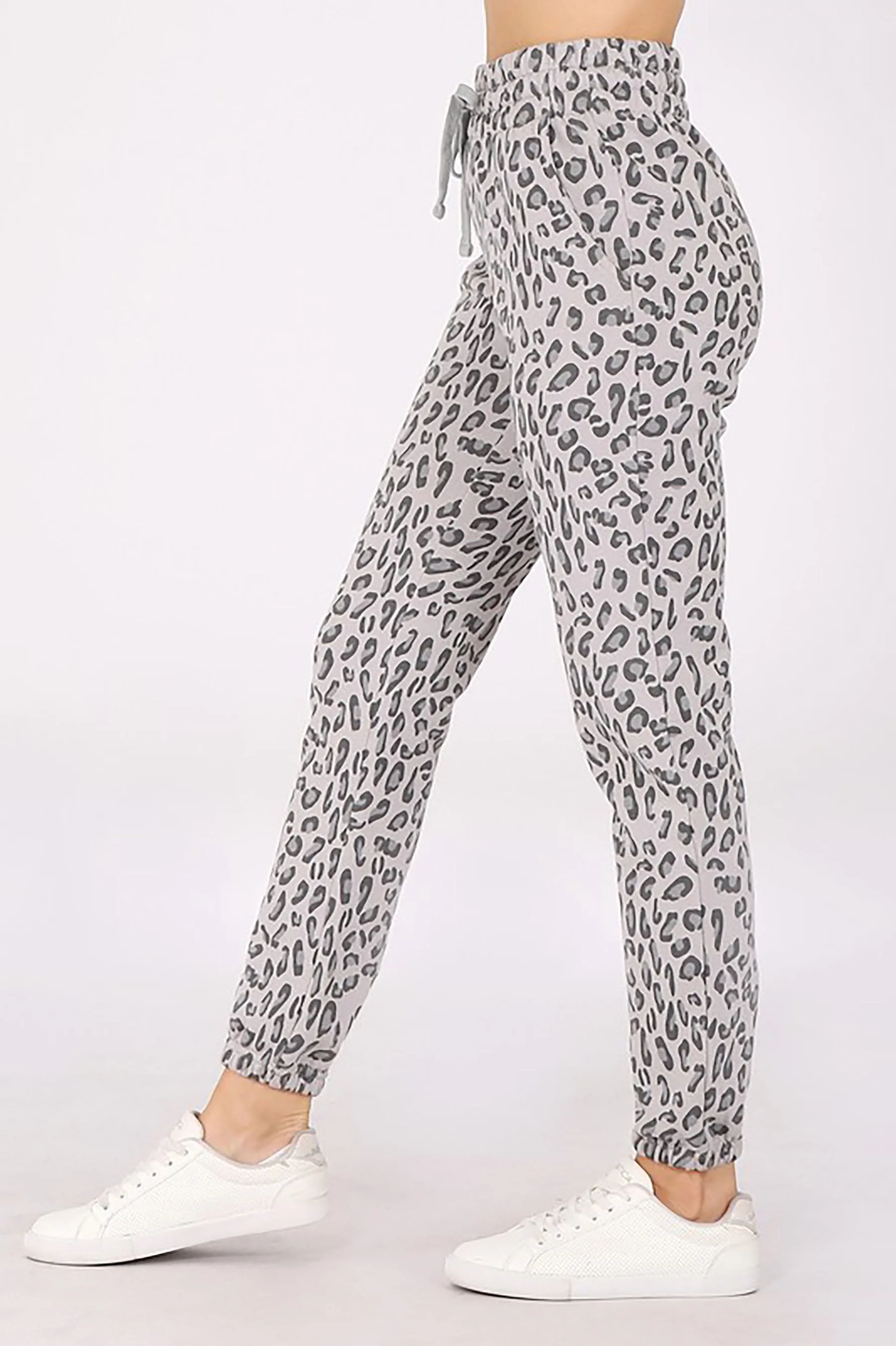 Women's High Waist Animal Print Fleece Sweatpants