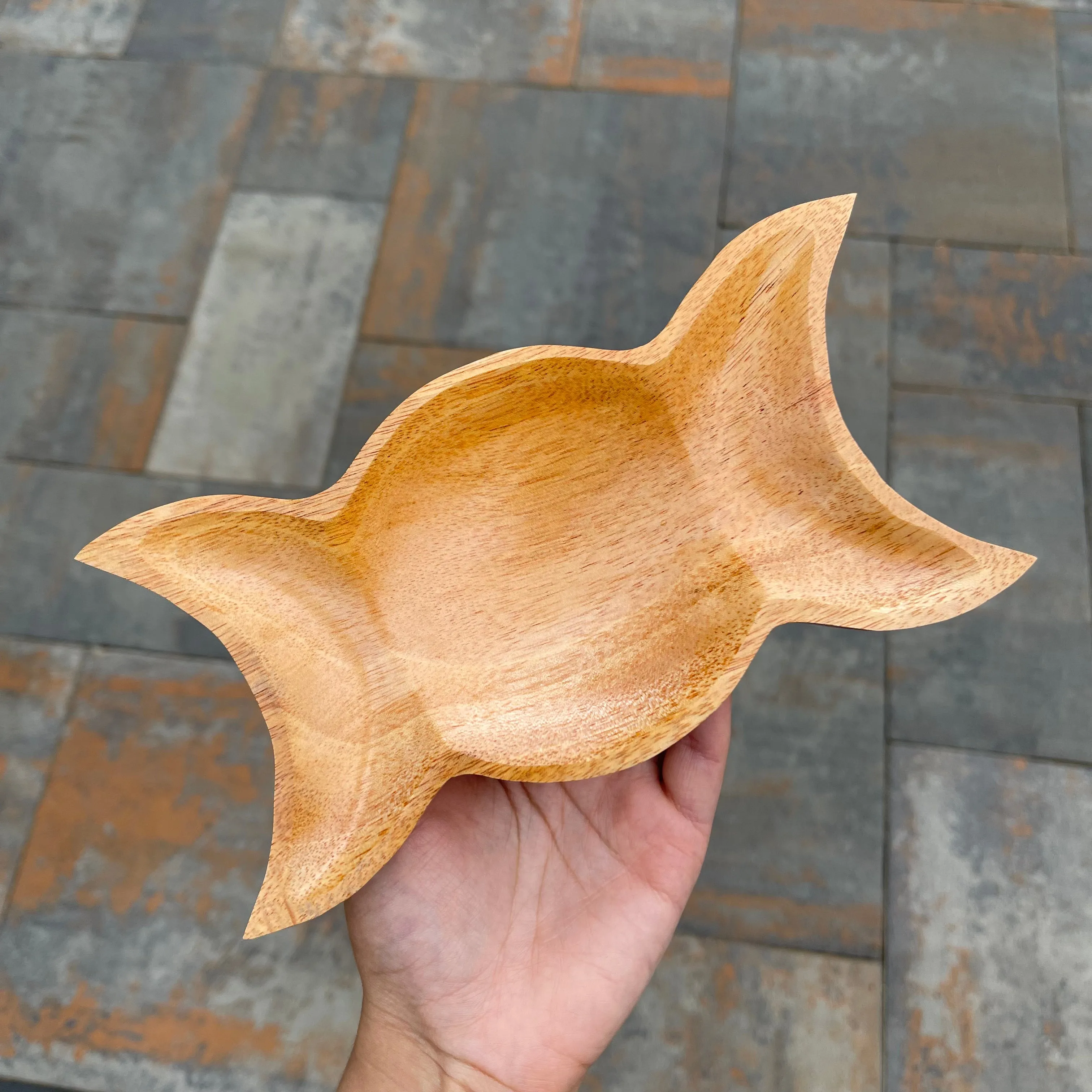 Wooden Triple Moon Shaped Bowl